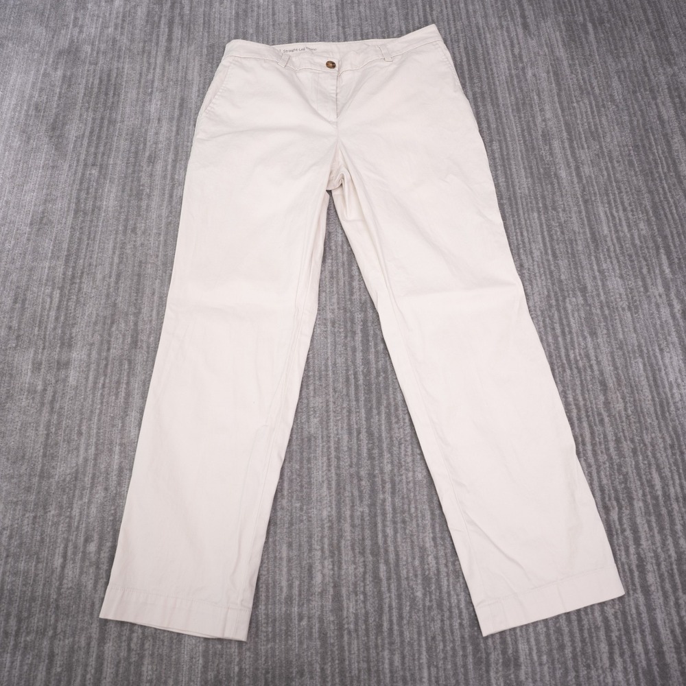 Talbots Straight-Leg Chino Pants Womens 10P Beige Excellent Stretch Cotton